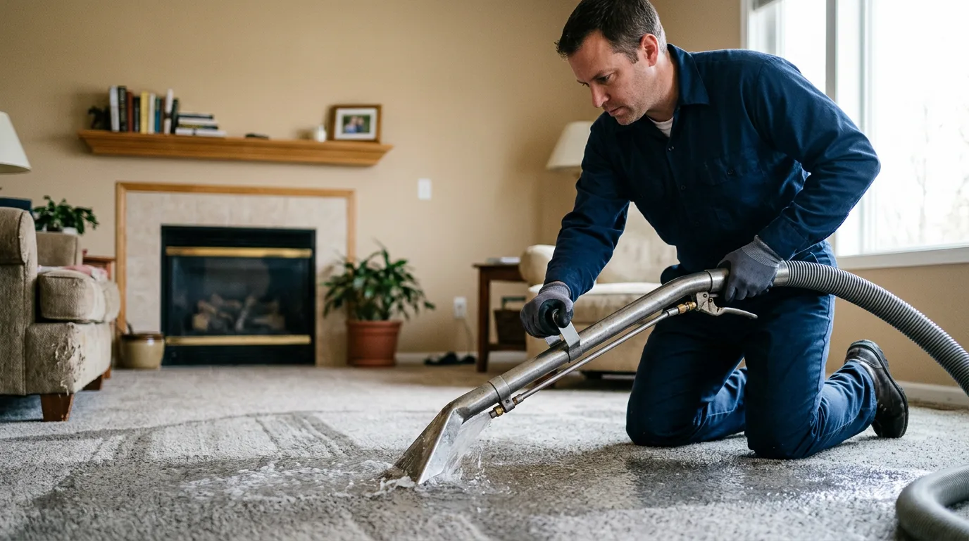 Water damage restoration technician working near Delight, AR